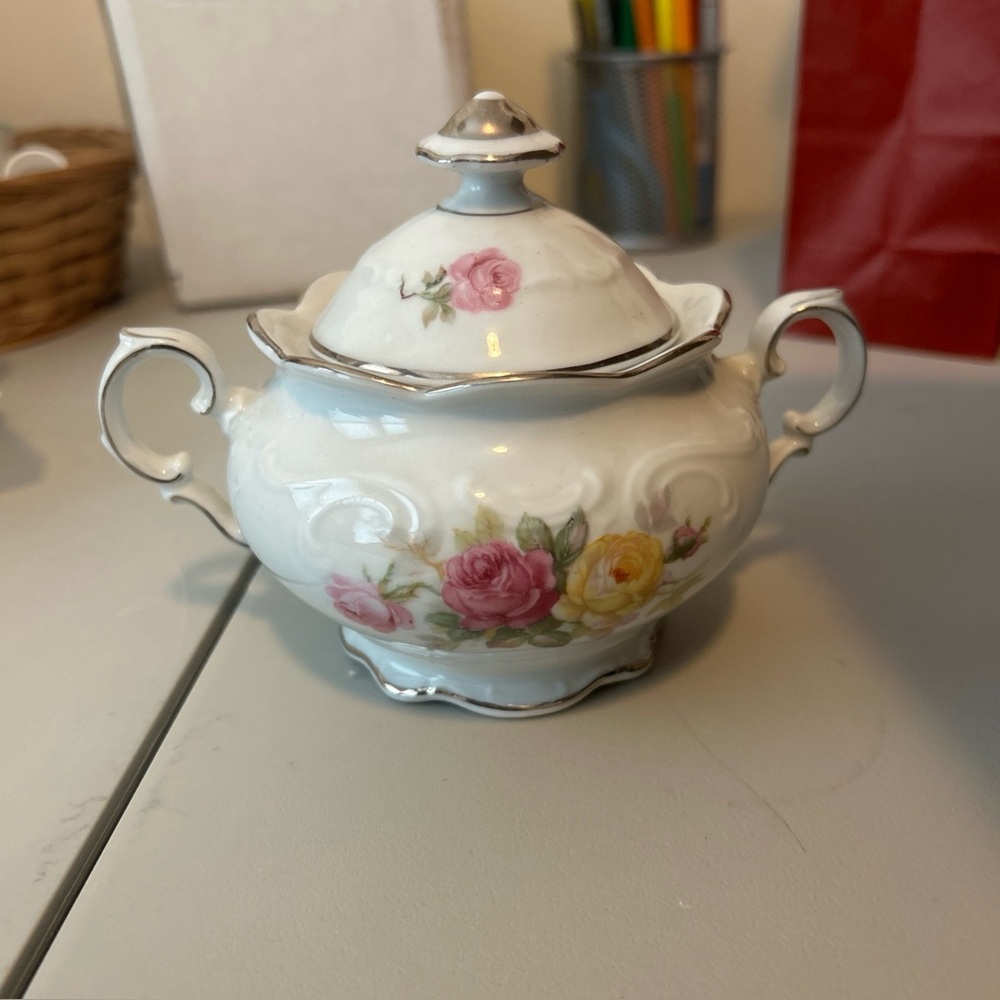 Floral Porcelain Sugar Bowl Barvaria Arzberg Germany